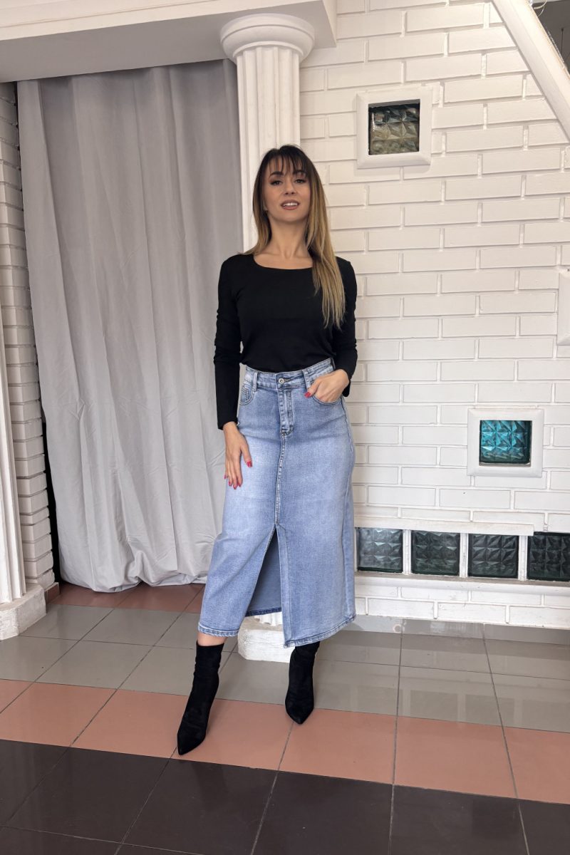 Verona Denim maxi farmerszoknya - világoskék