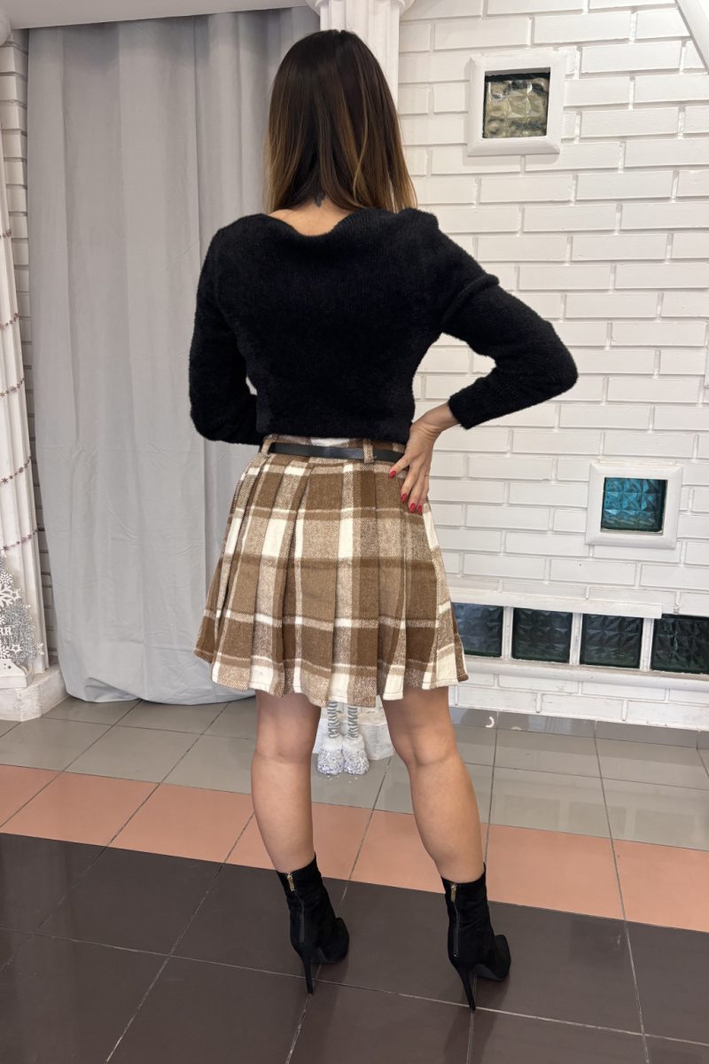 Café Royale kockás szoknya – barna/bézs