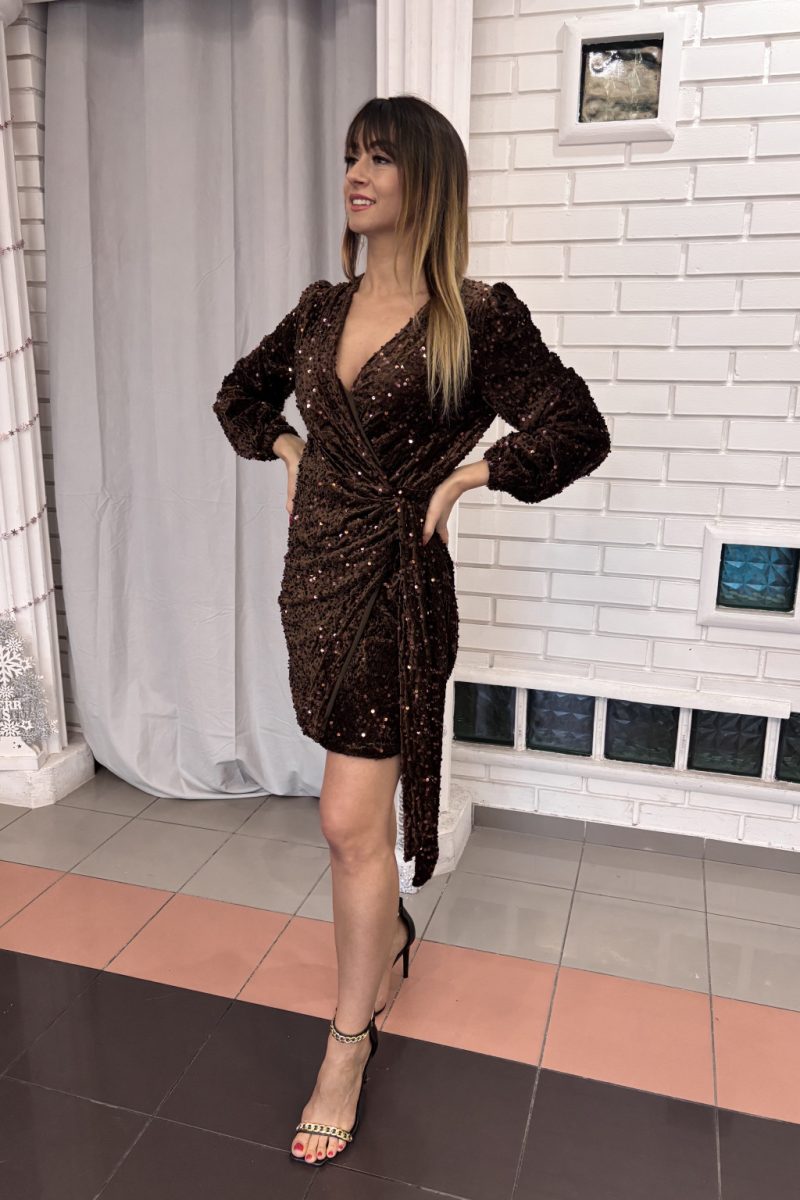 Bronze Glow Wrap Dress ruha – barna