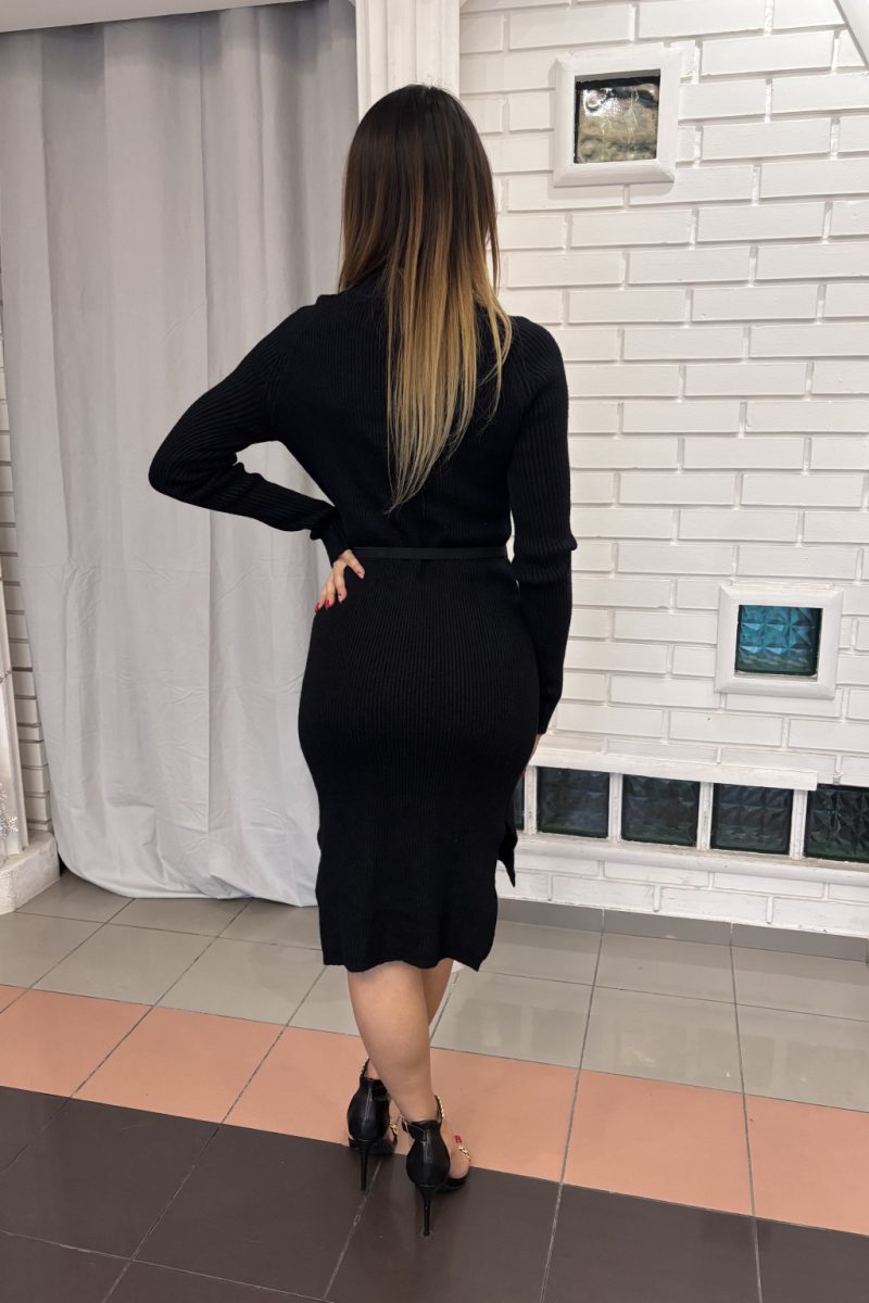 Midnight Rib Knit ruha – fekete