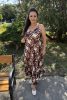 Eva spagetti pántos maxi ruha - barna/bézs