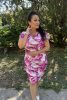 Michelle csepp kivágású fodros ujjú midi ruha – pink