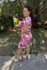 Michelle csepp kivágású fodros ujjú midi ruha – pink
