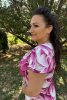 Michelle csepp kivágású fodros ujjú midi ruha – pink