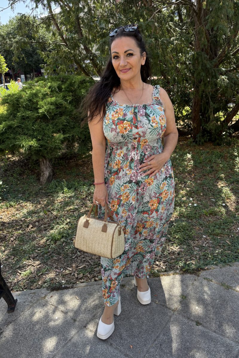 Stella pántos maxi ruha - virágmintás