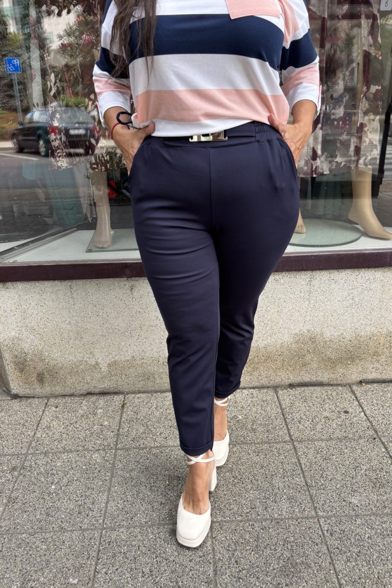 Nicole zsebes, öves, magas derekú nadrág - sötétkék