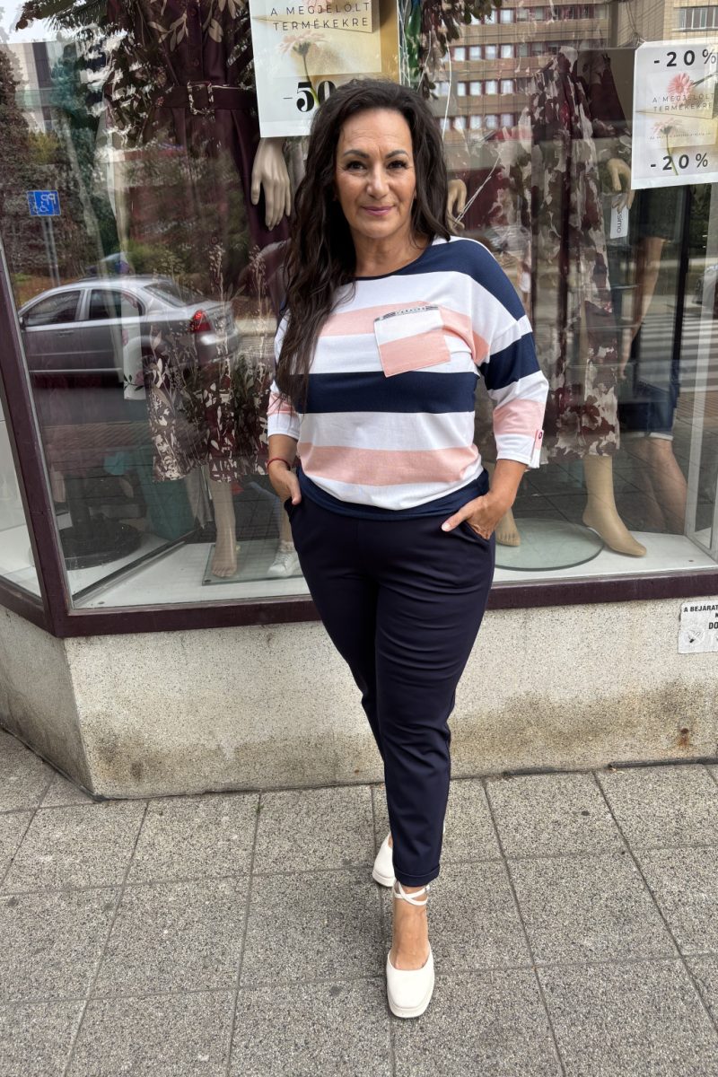 Nicole zsebes, öves, magas derekú nadrág - sötétkék