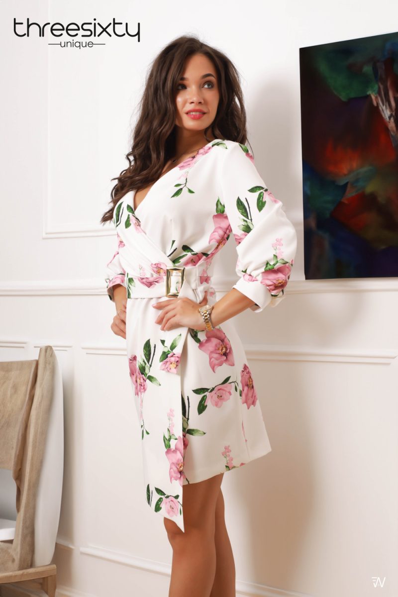 Rouge virágmintás midi ruha – fehér/virágmintás