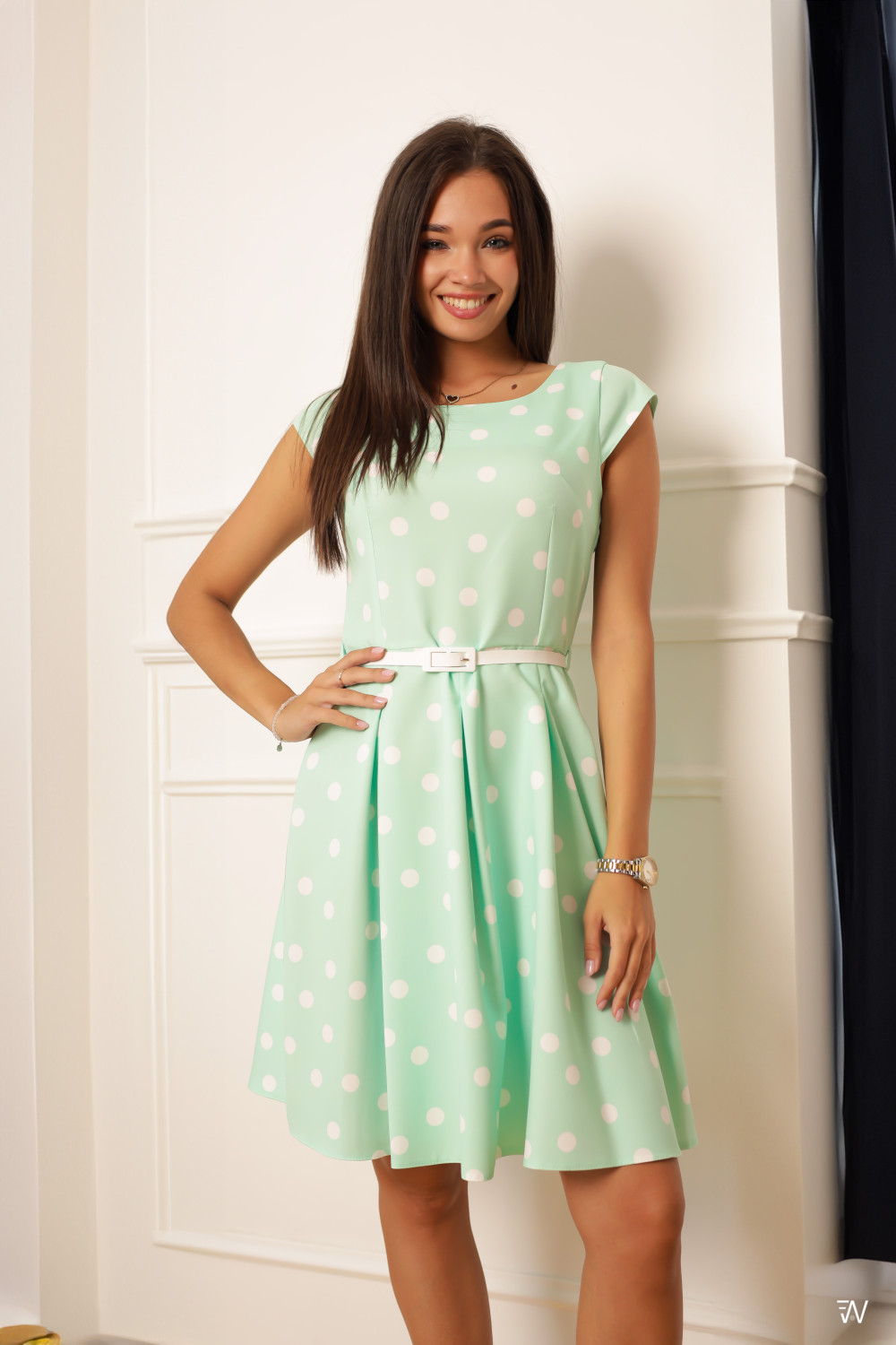 Pöttyös loknis ruha – mentazöld