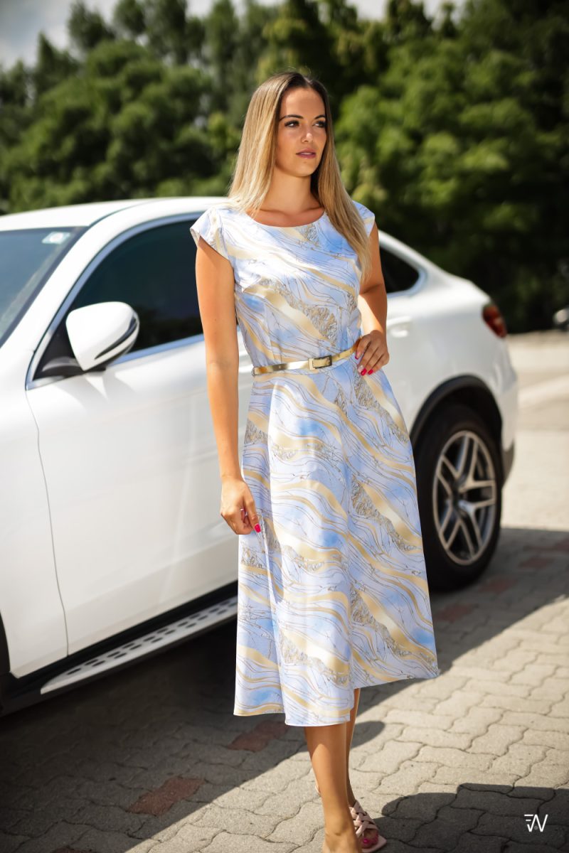 Elizabeth midi alkalmi ruha – kék/arany