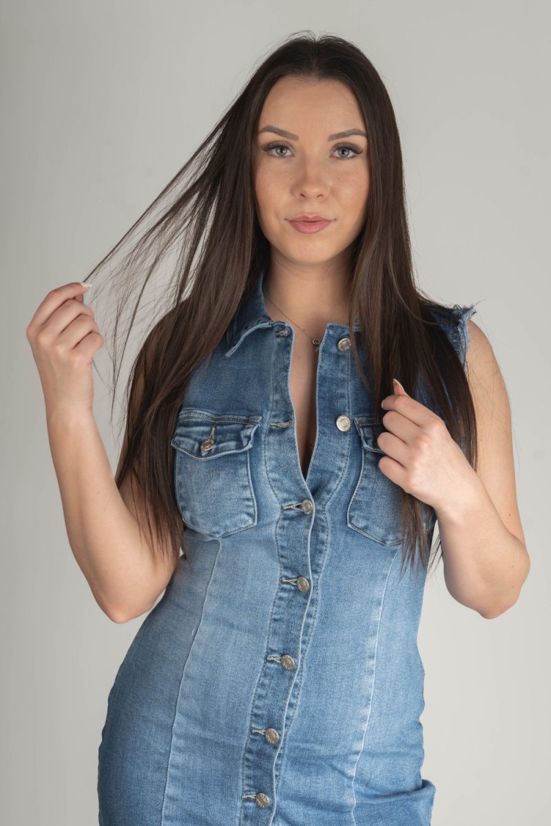 „Panna” ujjatlan farmerruha  – farmerkék